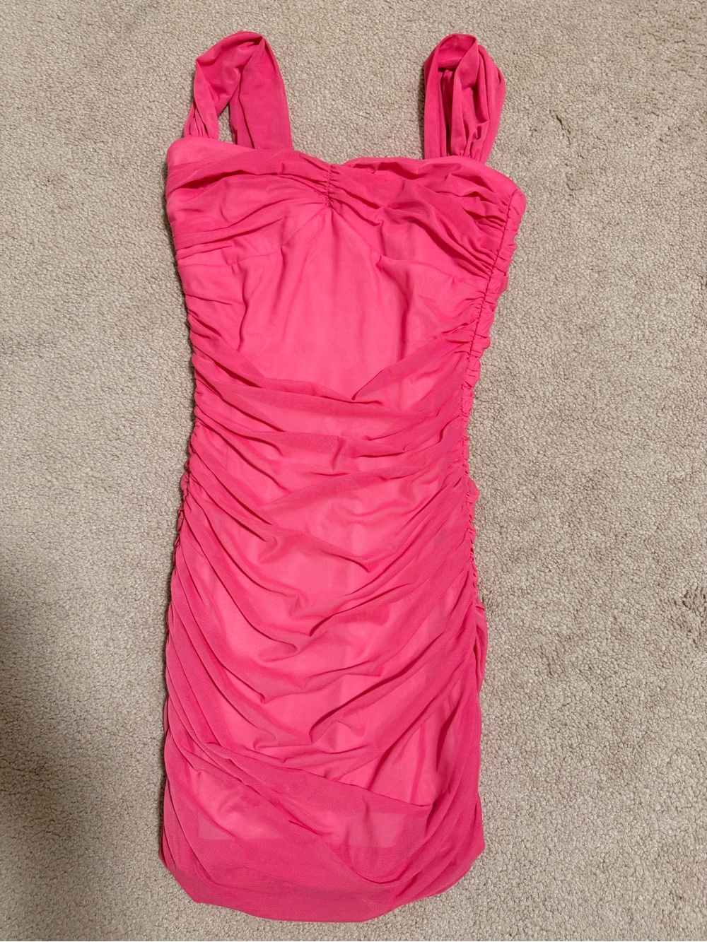Lucy in the Sky Hot Pink Ruched Tank Mini Dress HOCO